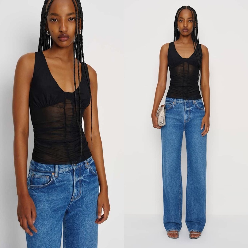 REFORMATION Valentine Knit Top in Black S